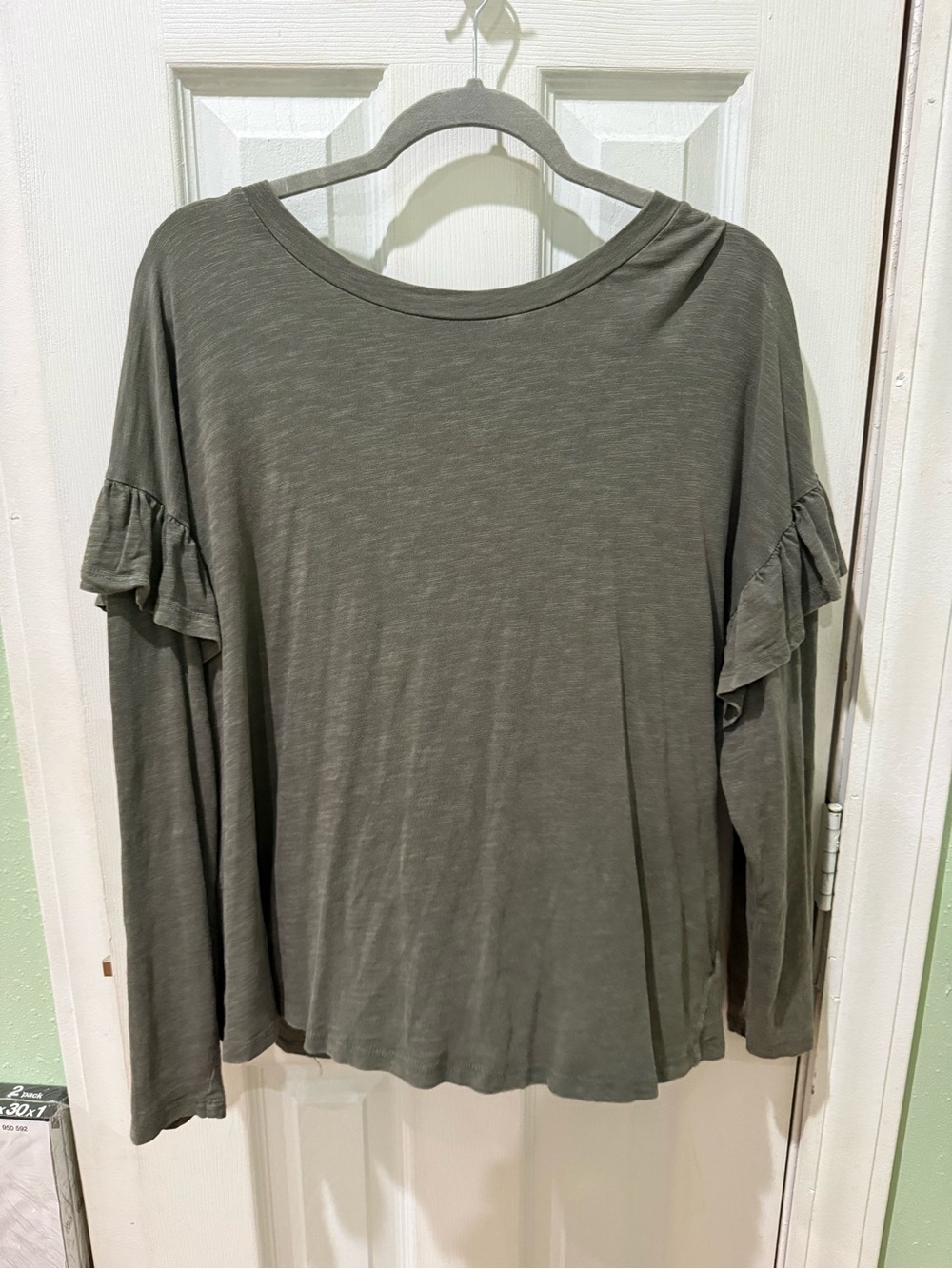 a new day Olive Green Ruffle-Sleeve Long Sleeve Top